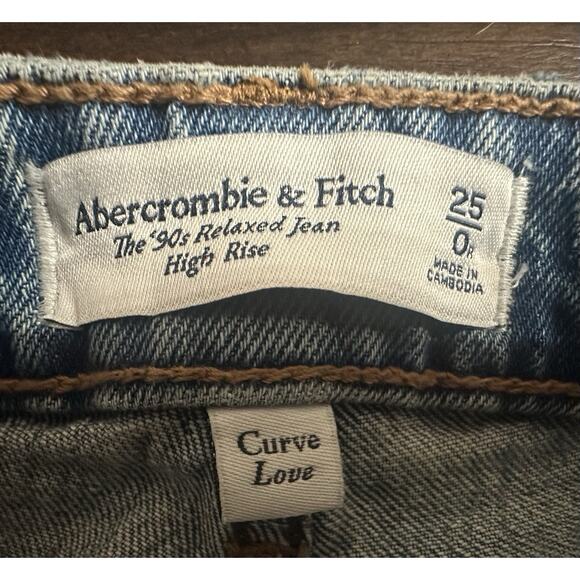 Abercrombie & Fitch The 90s Relaxed Jeans High Rise 25 0 Curve Love Medium Nwt - Picture 9 of 9